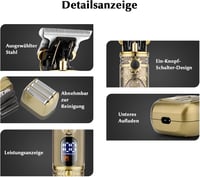 Bestauty Férfi Elektromos Borotva 3 Rugalmas Pengével - Vízálló Orr- és Hajszőrzet Vágó, Kopasz Borotva, Arany Színű Férfi Ajándékszett 5