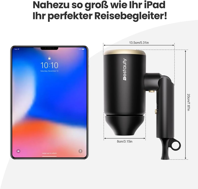 Bestauty összecsukható utazási hajszárító diffúzorral, ionos technológiával és tárolótáskával