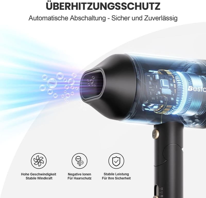 Bestauty összecsukható utazási hajszárító diffúzorral, ionos technológiával és tárolótáskával