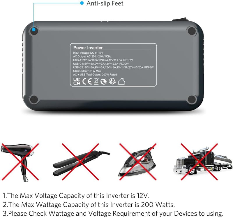 BESTEK 300W Autós Inverter 12V-ról 230V-ra Átalakító
