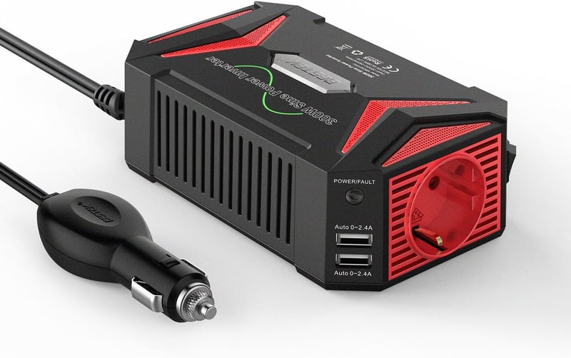 BESTEK 300W Inverter 12V 230V TÜV Autós Áramátalakító USB Portokkal