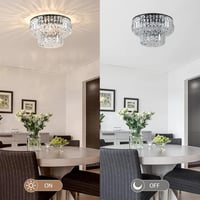 BESTIER Modern Fekete Kristály Mennyezeti Lámpa - 33 cm LED Csillár Étkezőbe, Nappaliba, Hálószobába, 4 G9 Izzós 5