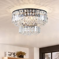 BESTIER Modern Fekete Kristály Mennyezeti Lámpa - 33 cm LED Csillár Étkezőbe, Nappaliba, Hálószobába, 4 G9 Izzós 1