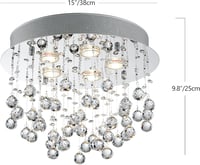 BESTIER Modern Kristály Esőcsepp Csillár - Mennyezeti LED Lámpa 6 G9 Izzóval, Króm, 38 cm, Szabályozható Fényerő, Étkezőbe, Fürdőbe 7