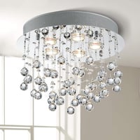 BESTIER Modern Kristály Esőcsepp Csillár - Mennyezeti LED Lámpa 6 G9 Izzóval, Króm, 38 cm, Szabályozható Fényerő, Étkezőbe, Fürdőbe 2