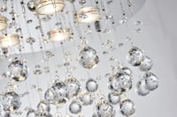 BESTIER Modern Kristály Esőcsepp Csillár - Mennyezeti LED Lámpa 6 G9 Izzóval, Króm, 38 cm, Szabályozható Fényerő, Étkezőbe, Fürdőbe 8