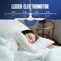 Ventilator de tavan portabil Bestlivings cu ștecher și întrerupător, 220-240V / 5W, Ø40 cm, alb, ventilator de tavan economic cu agățătoare 3