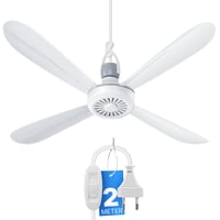 Ventilator de tavan portabil Bestlivings cu ștecher și întrerupător, 220-240V / 5W, Ø40 cm, alb, ventilator de tavan economic cu agățătoare 1