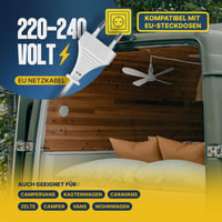 Ventilator de tavan portabil Bestlivings cu ștecher și întrerupător, 220-240V / 5W, Ø40 cm, alb, ventilator de tavan economic cu agățătoare 5