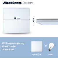 BestLuz LED mennyezeti panel 42x42 cm 24W 2800 lm CCT 3000K/4000K/6500K IP44 — repedt lámpakeret saroknál (állapot: lásd a 2. képet) 7