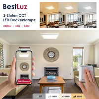 BestLuz LED mennyezeti panel 42x42 cm 24W 2800 lm CCT 3000K/4000K/6500K IP44 — repedt lámpakeret saroknál (állapot: lásd a 2. képet) 5