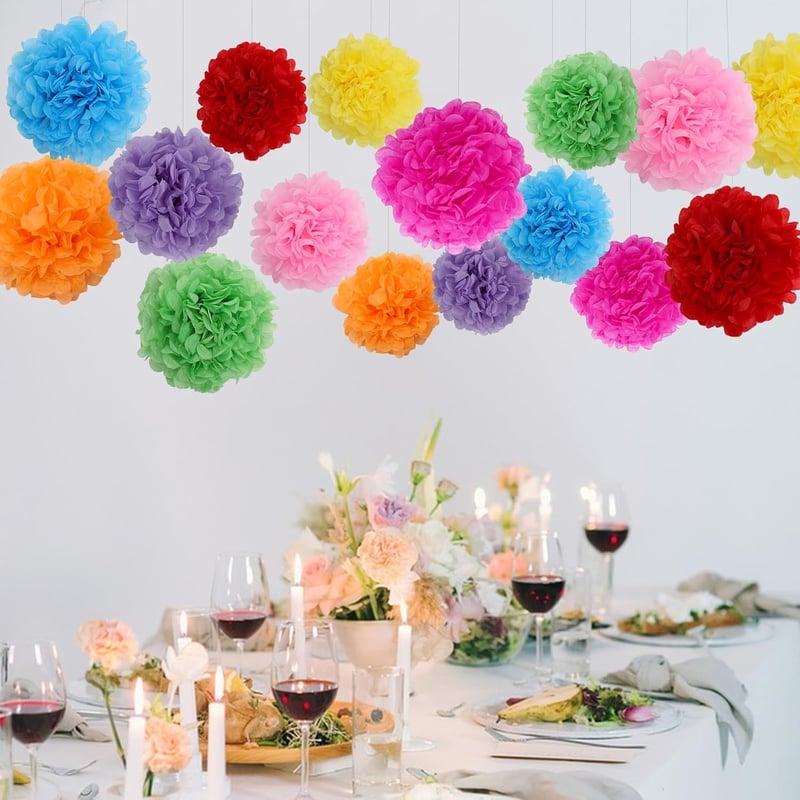 BestoFun 16 db Színes Papír Pompom Dekoráció Esküvő Születésnap Parti - Carnival
