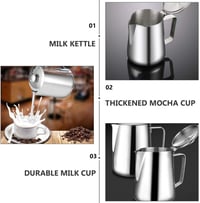 BESTonZON Tejkiöntő Rozsdamentes Acél 600ml Tejhabosító Kávé Cappuccino Latte 3