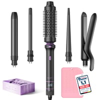 Set 5 în 1 BESTOPE PRO pentru coafarea părului cu placă de îndreptat, perie termică, 3 ondulatoare ceramice (9-25 mm), 13 setări de temperatură, mănușă termorezistentă și suport, negru 1