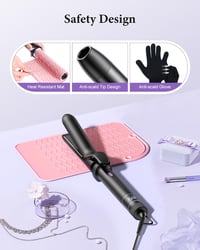 Set 5 în 1 BESTOPE PRO pentru coafarea părului cu placă de îndreptat, perie termică, 3 ondulatoare ceramice (9-25 mm), 13 setări de temperatură, mănușă termorezistentă și suport, negru 7