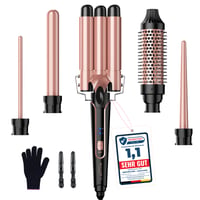 Set de Ondulator 5 în 1 BESTOPE PRO cu Perie Termică, 3 Ondulatoare Ceramice (9-25 mm), Placă de Îndreptat Părul, 13 Trepte de Temperatură, cu Mănușă Termorezistentă și Covoraș 1