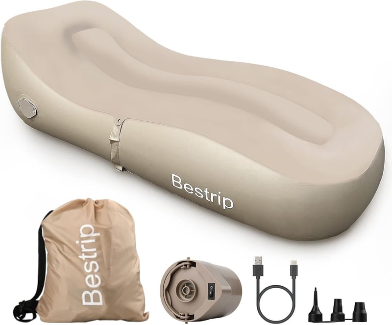 Bestrip Felfújható Kanapé Elektromos Pumpával, Camping Lounger 180x70cm