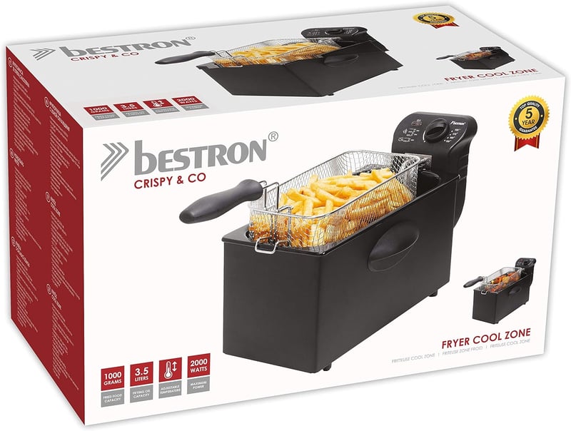 Bestron AF357B olajsütő 3,5L hidegzóna technológiával, 2000W, szabályozható hőmérséklet