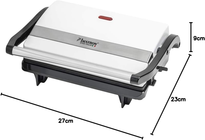 Bestron APM123W kontakt grill 700W fehér, szendvicssütő, panini készítő
