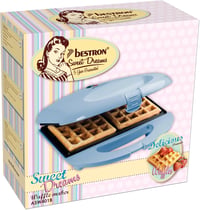 Bestron Brussels Retro Gofrisütő 2 Adag Belga Gofrihoz, Tapadásmentes Bevonat, Kék 4