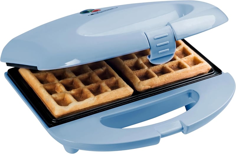 Bestron Brussels Retro Gofrisütő 2 Adag Belga Gofrihoz, Tapadásmentes Bevonat, Kék