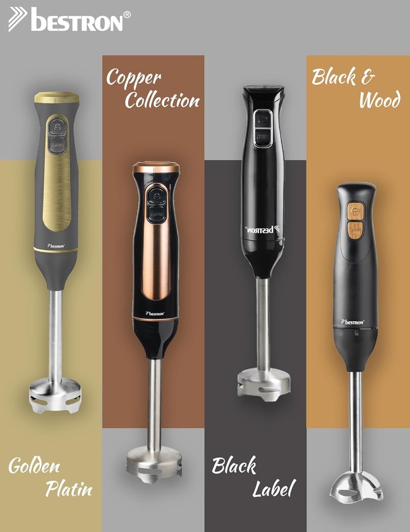 Bestron Merülőmixer 2 Fokozat Rozsdamentes Acél Ergonomikus Fogantyú Fekete