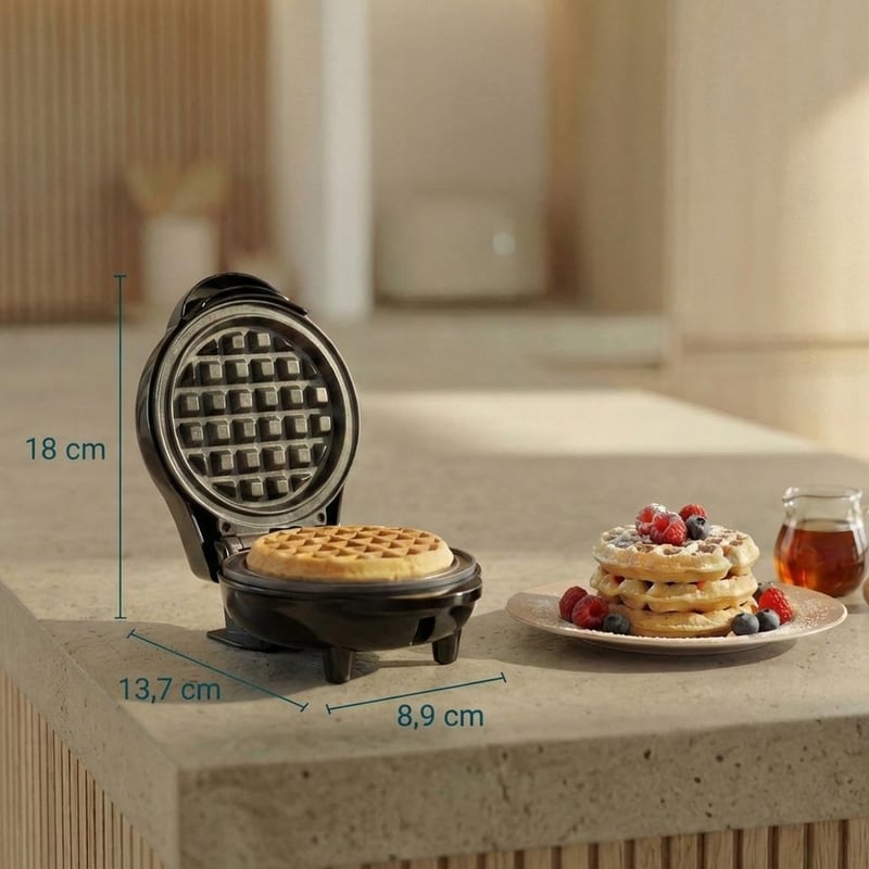Bestron Mini Gofrisütő Antilengő Bevonattal, 550W, Fekete