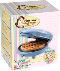 Bestron Mini Gofrisütő Klasszikus Gofrihoz, Antilengő Bevonattal, Retro Kék Design, 550W 5