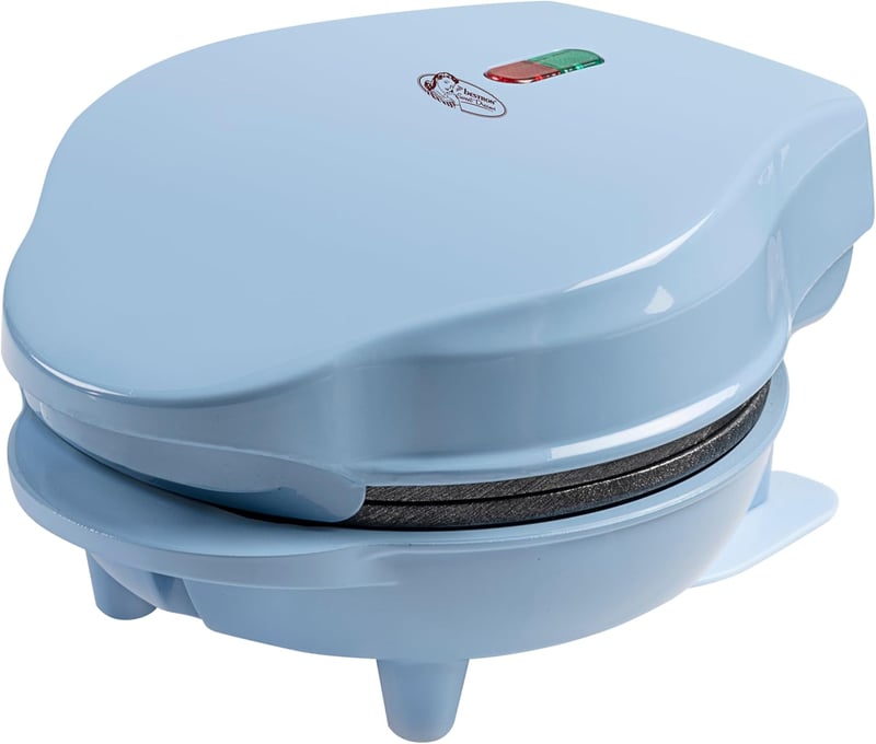Bestron Mini Gofrisütő Klasszikus Gofrihoz, Antilengő Bevonattal, Retro Kék Design, 550W