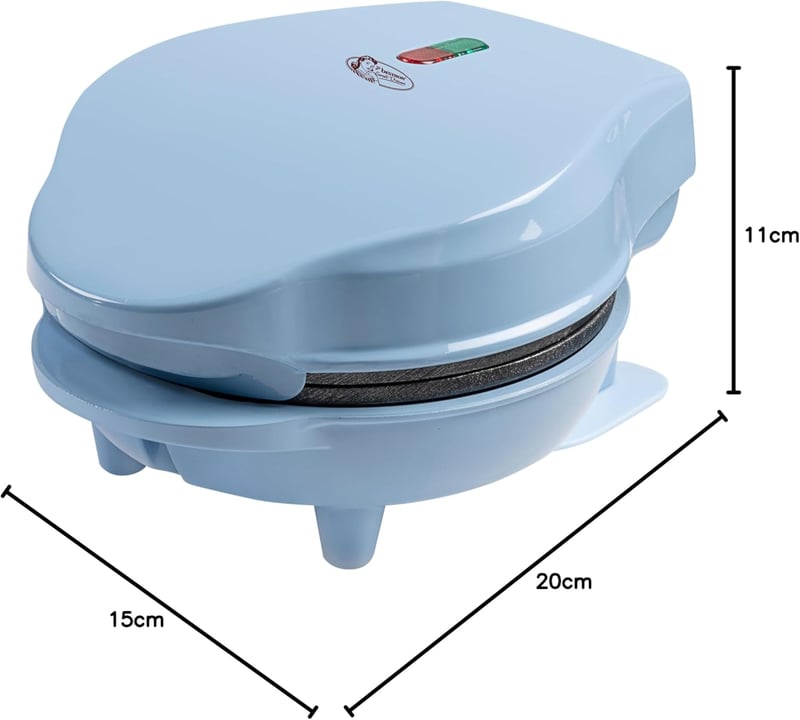Bestron Mini Gofrisütő Klasszikus Gofrihoz, Antilengő Bevonattal, Retro Kék Design, 550W