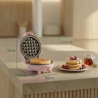 Bestron Mini Gofrisütő Klasszikus Gofrihoz, Tapadásmentes Bevonattal, Retro Design, 550W, Rózsaszín 3