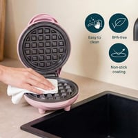 Bestron Mini Gofrisütő Klasszikus Gofrihoz, Tapadásmentes Bevonattal, Retro Design, 550W, Rózsaszín 6
