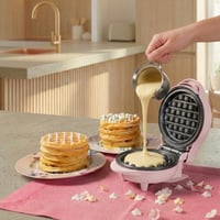 Bestron Mini Gofrisütő Klasszikus Gofrihoz, Tapadásmentes Bevonattal, Retro Design, 550W, Rózsaszín 5