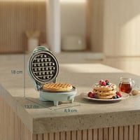 Bestron Mini Gofrisütő Retro Design Menta Színben 550W Antilengő Bevonattal 3