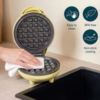 Bestron Mini Gofrisütő Retro Sárga 550W Antilengő Bevonattal 4