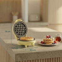 Bestron Mini Gofrisütő Retro Sárga 550W Antilengő Bevonattal 2