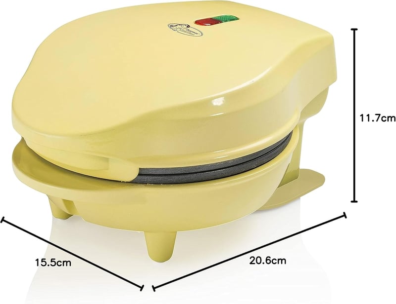 Bestron Mini Gofrisütő Retro Sárga 550W Antilengő Bevonattal