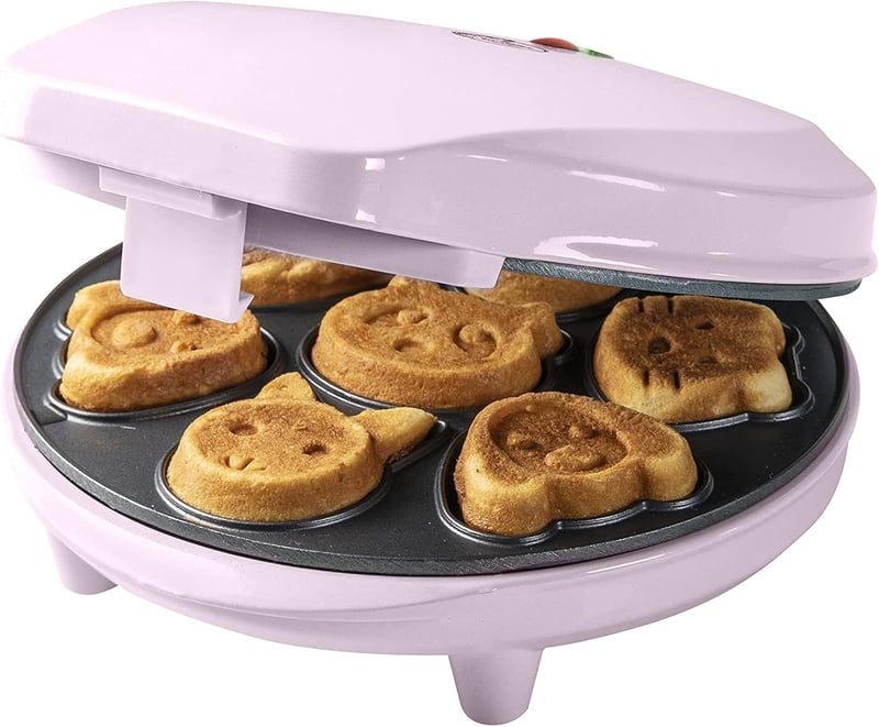 Bestron mini sütemény sütő állatos mintákkal, 700W, rózsaszín, tapadásmentes bevonattal