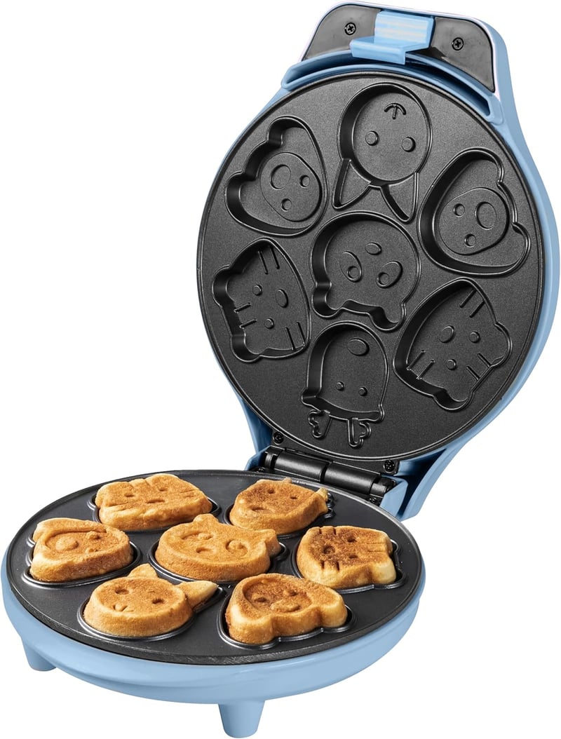 Bestron Mini Sütikészítő Gofrisütő Állat Mintás Tapadásmentes Bevonattal 700W Kék