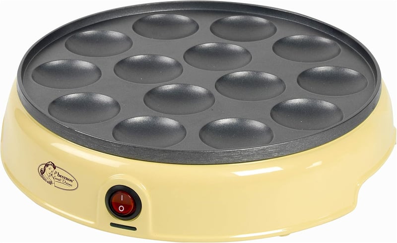 Bestron Poffertjes készülék retro design sárga 800W antilengő bevonattal