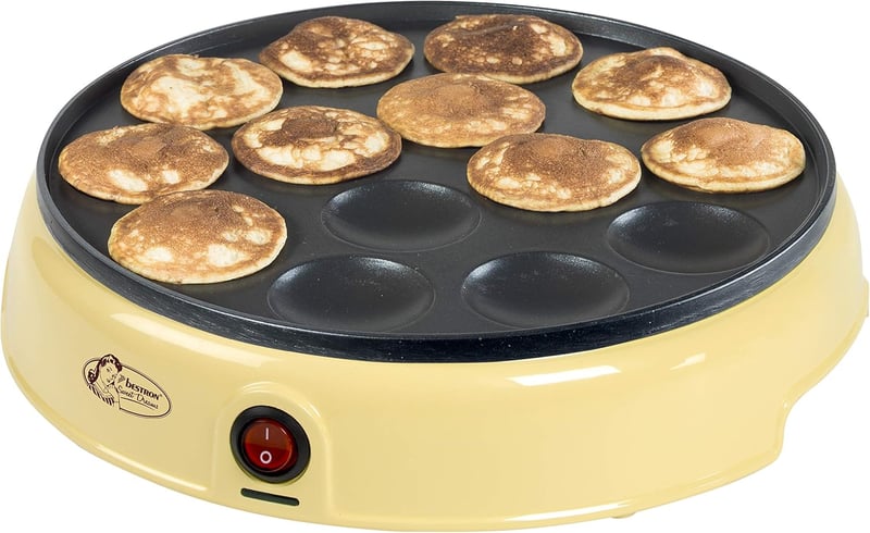 Bestron Poffertjes készülék retro design sárga 800W antilengő bevonattal