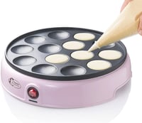 Bestron Poffertjes Retro Mini Gofrisütő Tapadásmentes Bevonattal 800W Rózsaszín 2