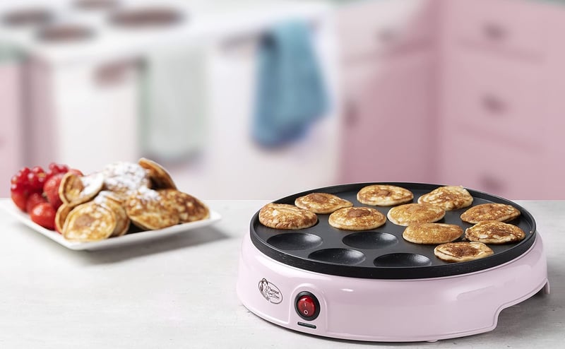 Bestron Poffertjes Retro Mini Gofrisütő Tapadásmentes Bevonattal 800W Rózsaszín