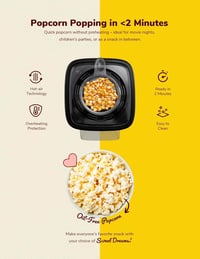 Bestron Popcorn Maker Forró Levegős Popcorn Gép Sárga 2 Perc Alatt 4
