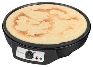 Aparat de făcut clătite Bestron Retro cu diametrul de 30 cm, strat antiaderent, distribuitor de aluat și spatulă, 1000 W, negru