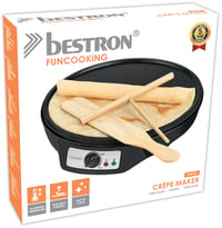 Aparat de făcut clătite Bestron Retro cu diametrul de 30 cm, strat antiaderent, distribuitor de aluat și spatulă, 1000 W, negru 4