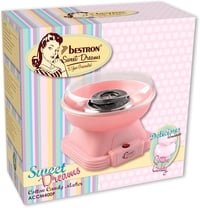 Bestron Retro Vattacukor Készülék Otthonhoz, 10 Pálcikával és Mérőkanállal, Gyerekzsúrhoz, Rózsaszín 5
