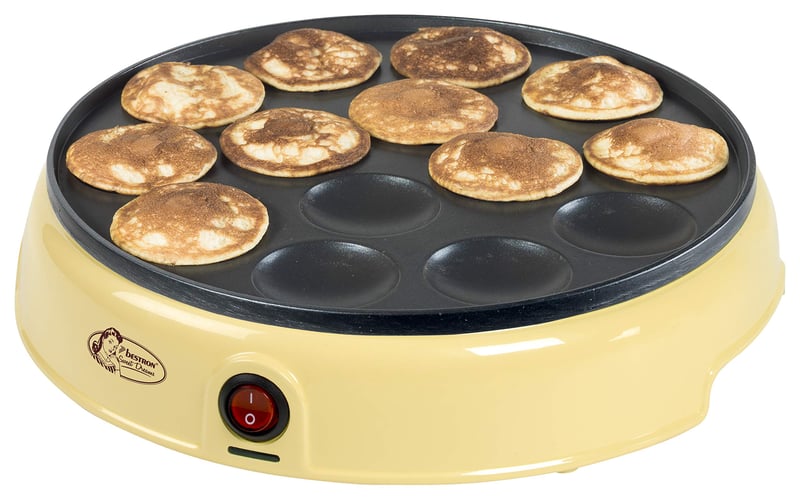 Bestron Sweet Dreams pekač za poffertjes, retro dizajn, 800 W - žuti