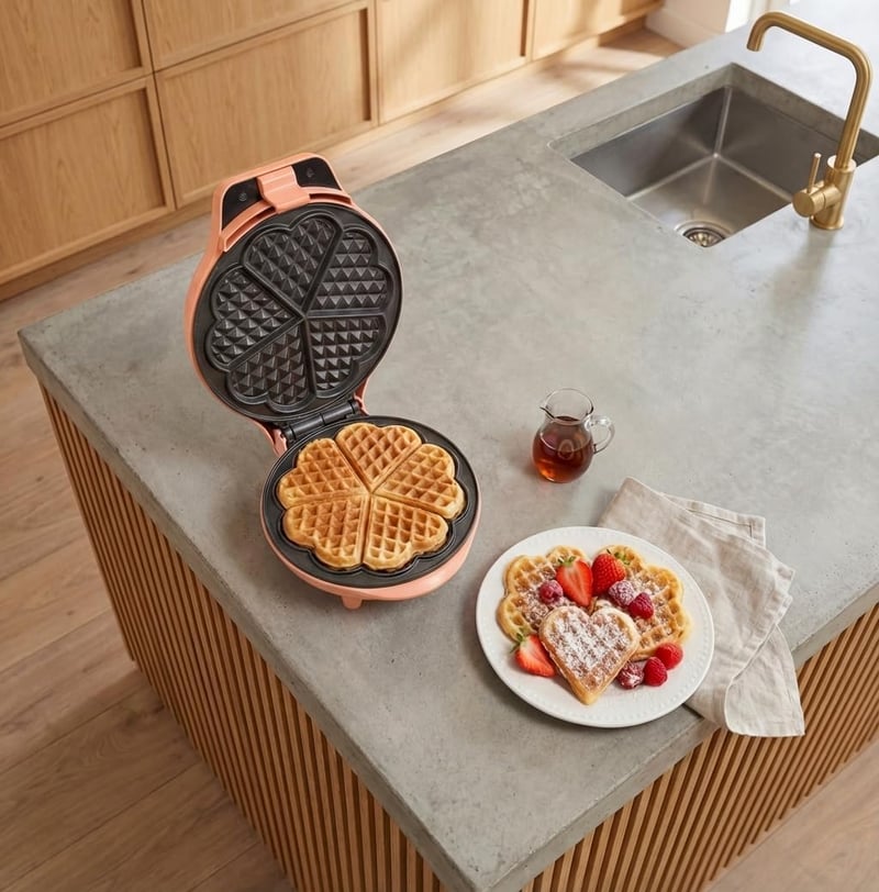 Bestron szív alakú gofrisütő narancssárga, 700W, tapadásmentes bevonattal