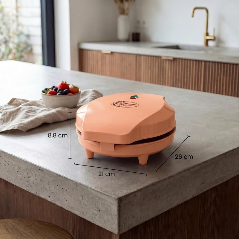 Bestron szív alakú gofrisütő narancssárga, 700W, tapadásmentes bevonattal